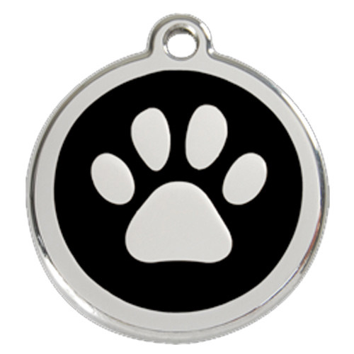 Par Print Dog ID Tag, Black Enameling, Stainless Steel Name Tag