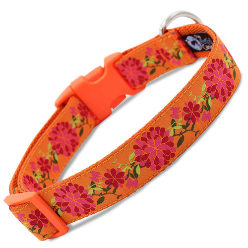 Summer Blossom stand flat dog collar, rear view
