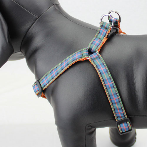 Plaid Dog Harness, Flower of Scotland, Step-in Style, Choke-free