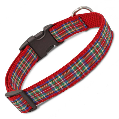 Scottish Plaid Dog Collar, Red Royal Stewart Tartan, rear view