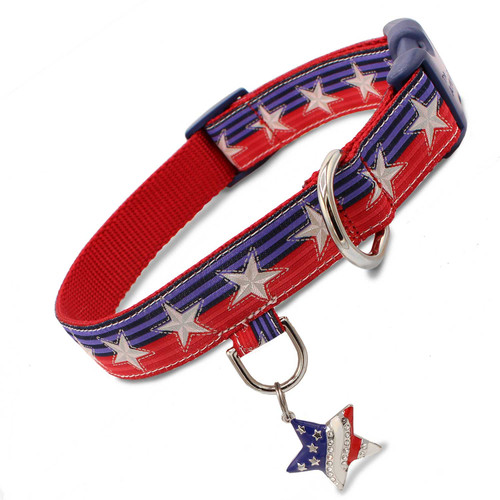 Patriotic Dog Collar with Star charm