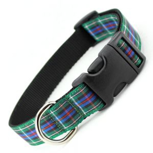 Plaid Dog Collar, Quick Release Snap On Style Buckle, Rose Tartan