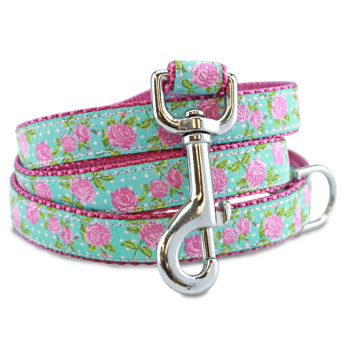 Pink Roses Floral Dog Leash, Flowers, Shabby Chic Design