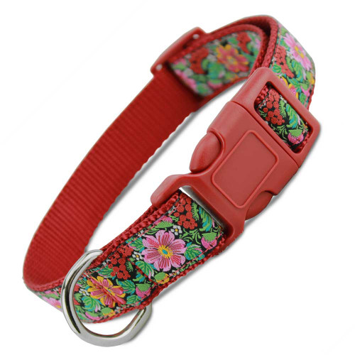 Red Floral Dog Collar