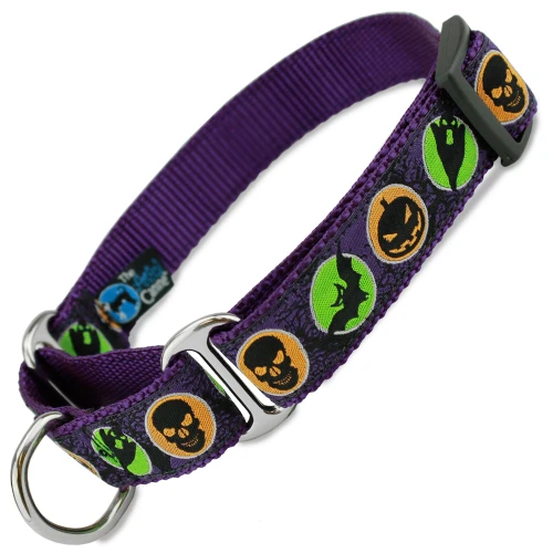 Halloween Martingale dog Collar, Purple, Limited Slip Safety Collar