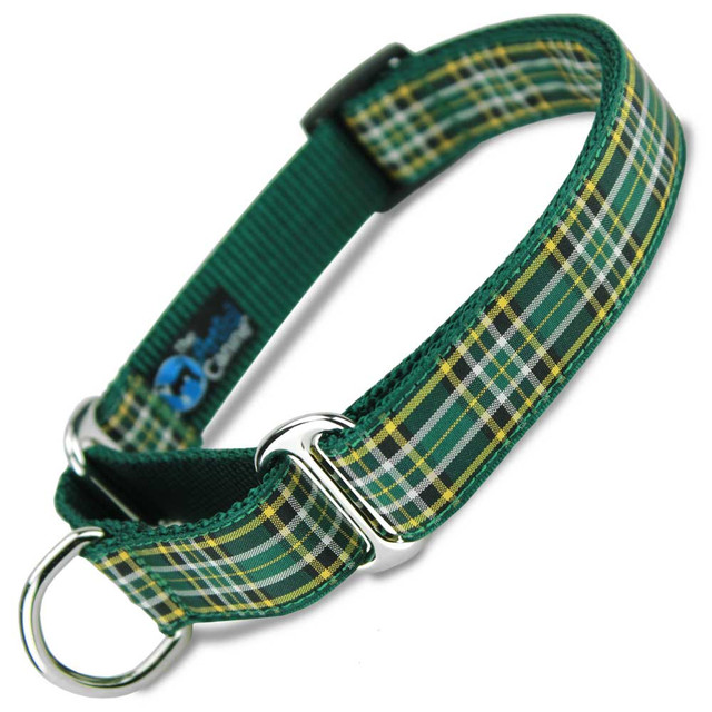 Buckle Martingale Collar, Blackwatch Plaid, Green Limited Slip Safety