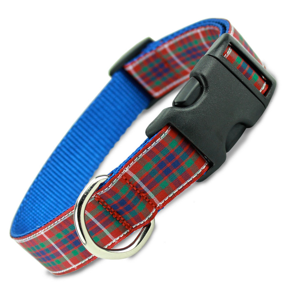 Plaid Dog Collar, Flower of Scotland Tartan, Quick Release Collar