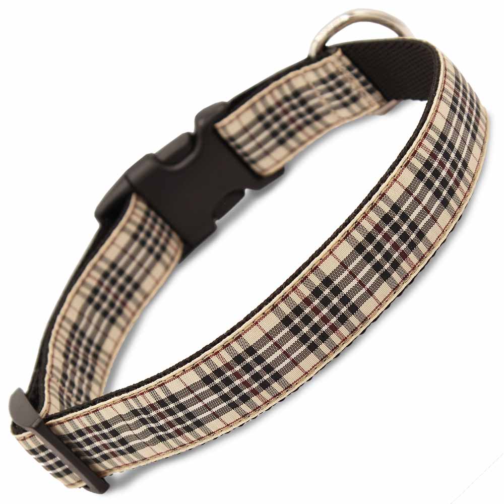 London Furberry Plaid Dog Collar, Designer Dog Collar