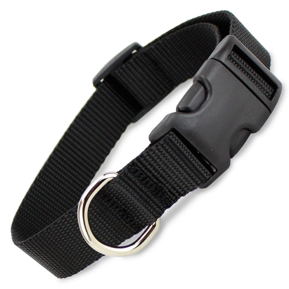 Black Nylon Dog Collar , Quick Release Buckle, Adjustable