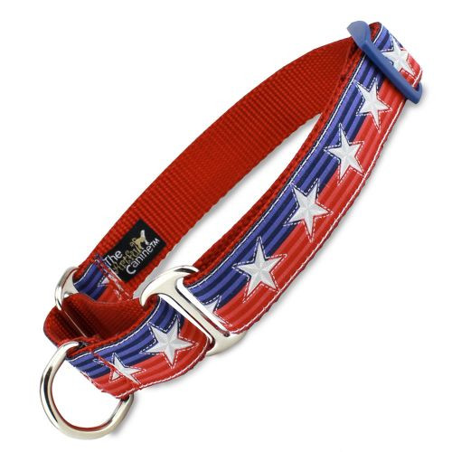 Red White & Blue Patriotic Plaid Dog Collar