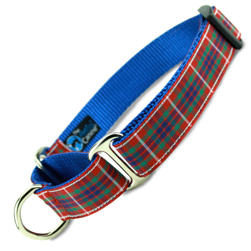 Red White & Blue Patriotic Plaid Dog Collar