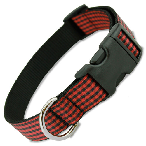 Buffalo Plaid Dog Collar, Red & Black Check
