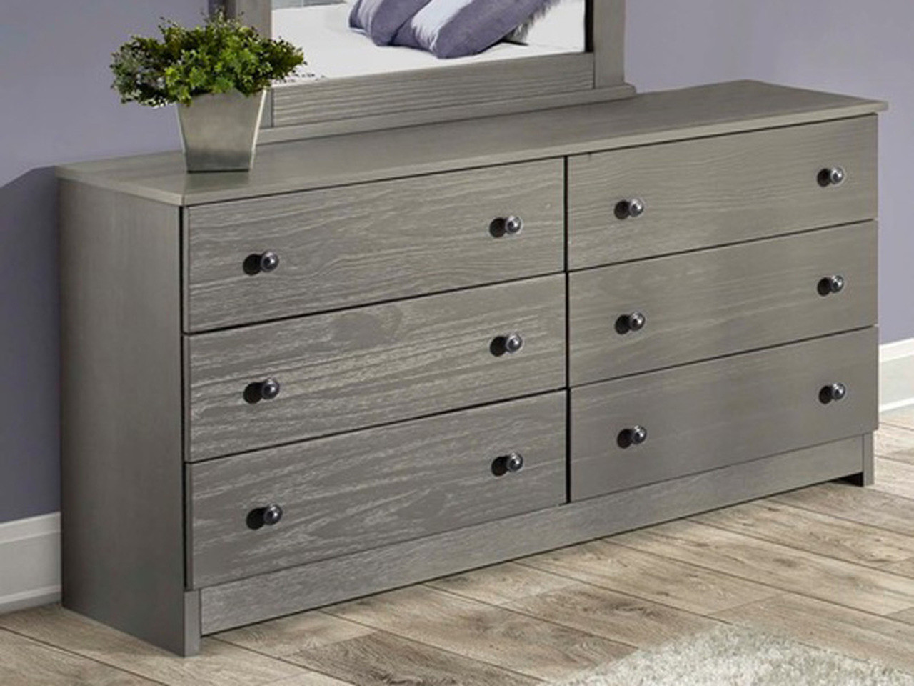 grey pine dresser Rustic Double 6 drawer dresser