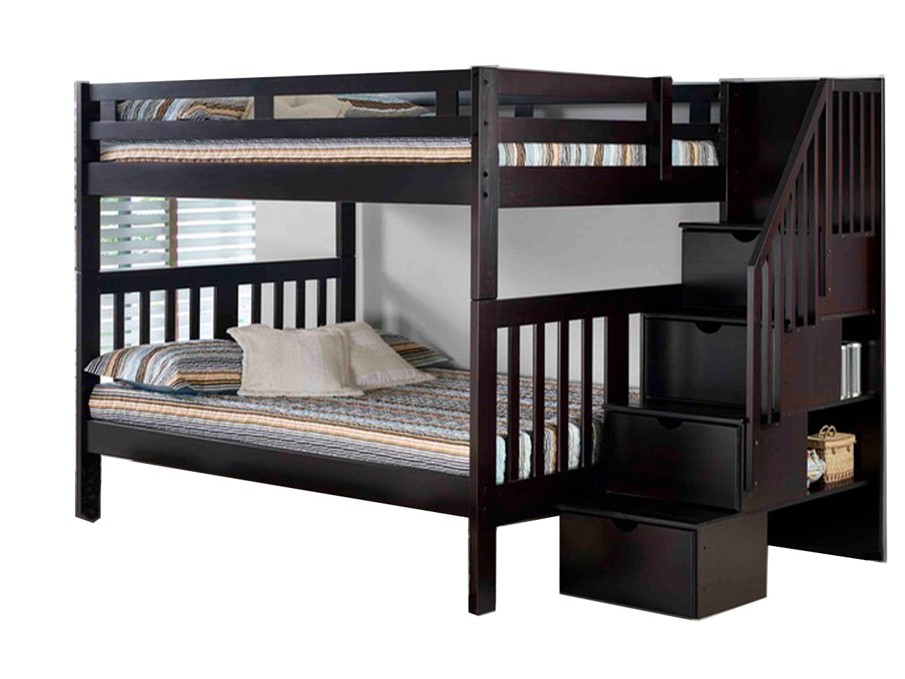 rustic bunk beds with stairs