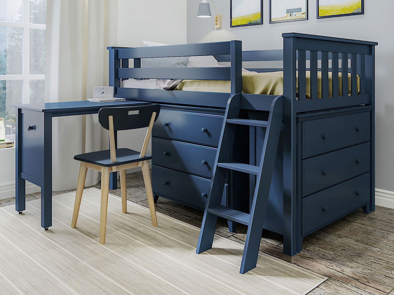 Twin Low Loft Bed with Stairs, Storage + Desk – Maxtrix Kids