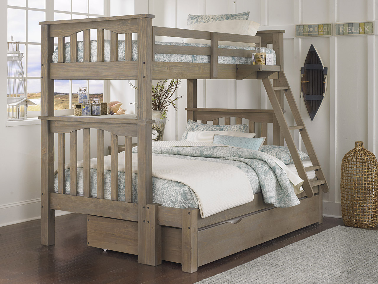 bunk bed with full bed on bottom