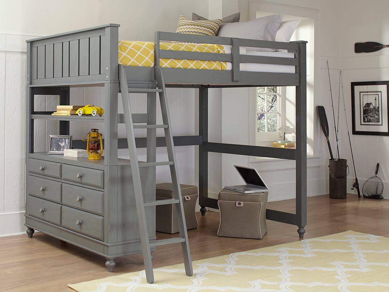 Full loft bed with shop dresser