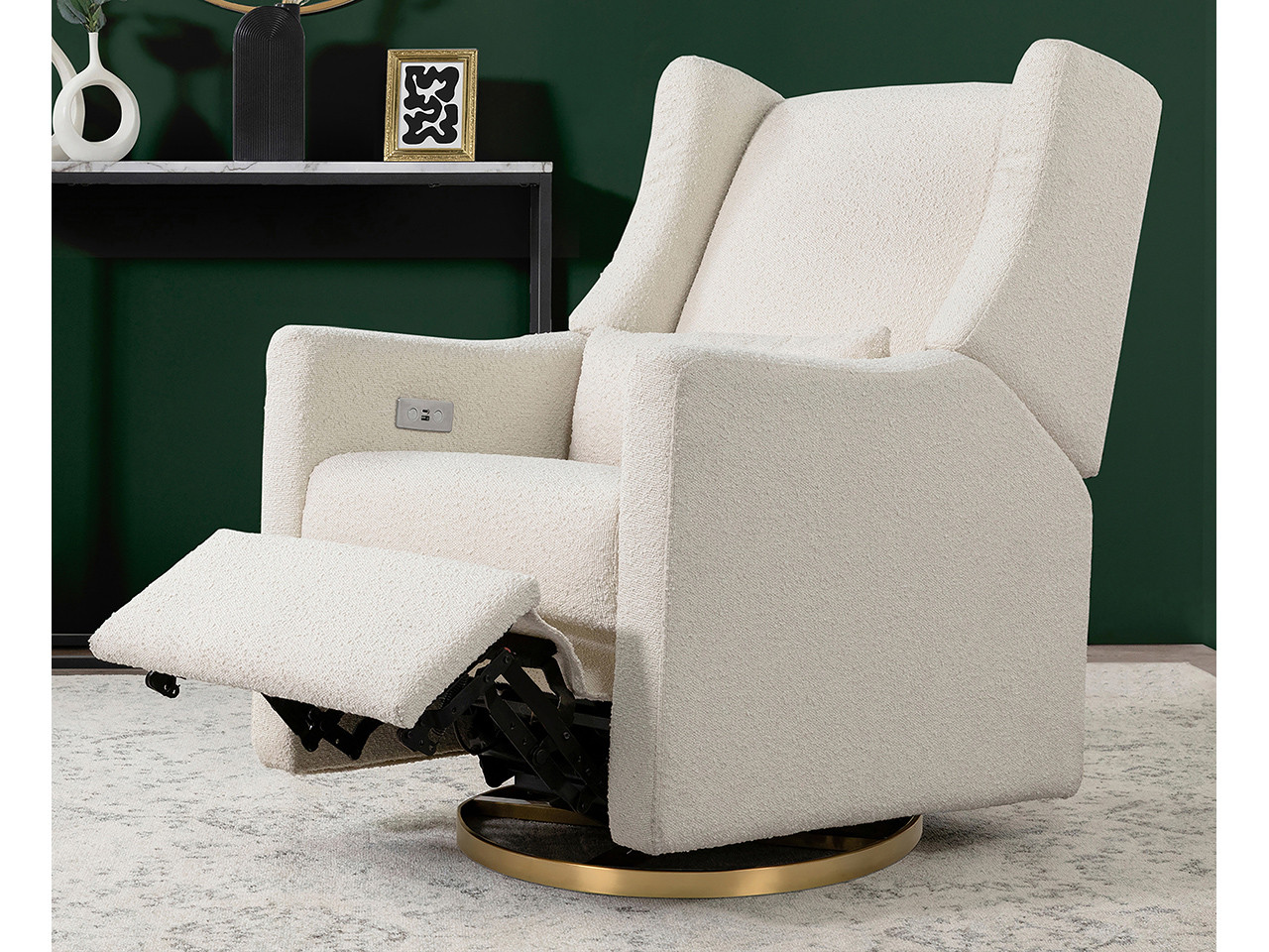 Babyletto Kiwi Power Recliner Swivel Glider Chair Luxe Fabric