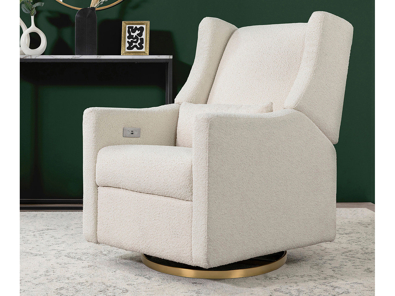 Babyletto Kiwi Power Recliner Swivel Glider Chair Luxe Fabric