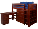 Shown in Twin Size with Straight Ladder, Pull-Out Desk and Bookcase on the end. Also available with Angled Ladder or Side Stairs and another 4 drawer chest on the end. Get the right height mattress at The Bedroom Source. It will be delivered with the bed at no extra delivery charge. Special financing available.*