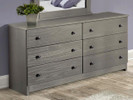 Rustic Pine Double Dresser - Gray Brushed Finish
