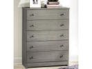 Rustic Pine 5 Drawer Chest - Gray Brushed Finish