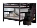 Rustic Pine Staircase Bunk Bed, Full/Full - Espresso Finish