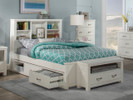 Seaview Bookcase Bed w/Drawers, Full - White Finish