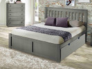 Rustic Pine Slatted Platform Bed w/Trundle, Full - Brushed Gray