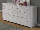 Rustic Pine Double Dresser - White Brushed Finish