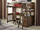 Seaview Loft Bed w/Side Dresser, Desk & Bedside Tray, Twin - Espresso Finish - Floor Sample