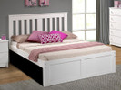 Rustic Pine Slatted Platform Bed, Queen - White Brushed Finish