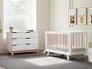 Babyletto Hudson Straight Top 3-in-1 Convertible Crib - White/Washed Natural Finish