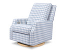 Crewe Power Recliner & Swivel Glider w/ Light Wood Base - Blue Gingham
