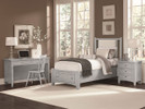 Brighton Upholstered Bed Twin w/ Drawers - Grey Finish