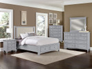 Brighton Upholstered Bed King w/ Drawers - Grey Finish