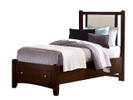 Brighton Upholstered Bed Twin w/ Drawers - Merlot Finish