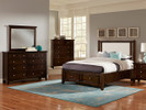 Brighton Upholstered Bed Full w/ Drawers - Merlot Finish