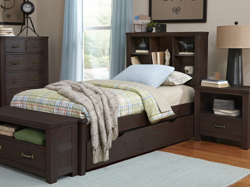 Seaview Bookcase Bed w/Trundle, Twin - Espresso Finish