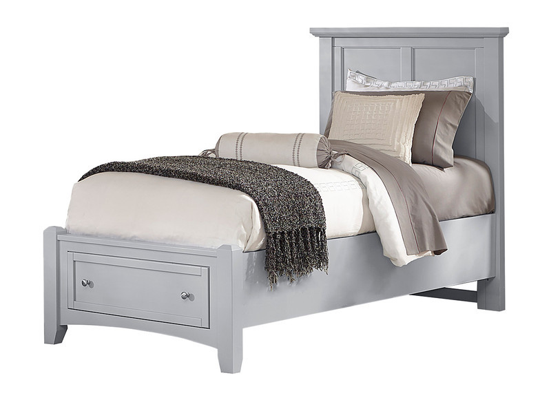 Brighton Panel Bed Twin w/ Drawers - Grey Finish
