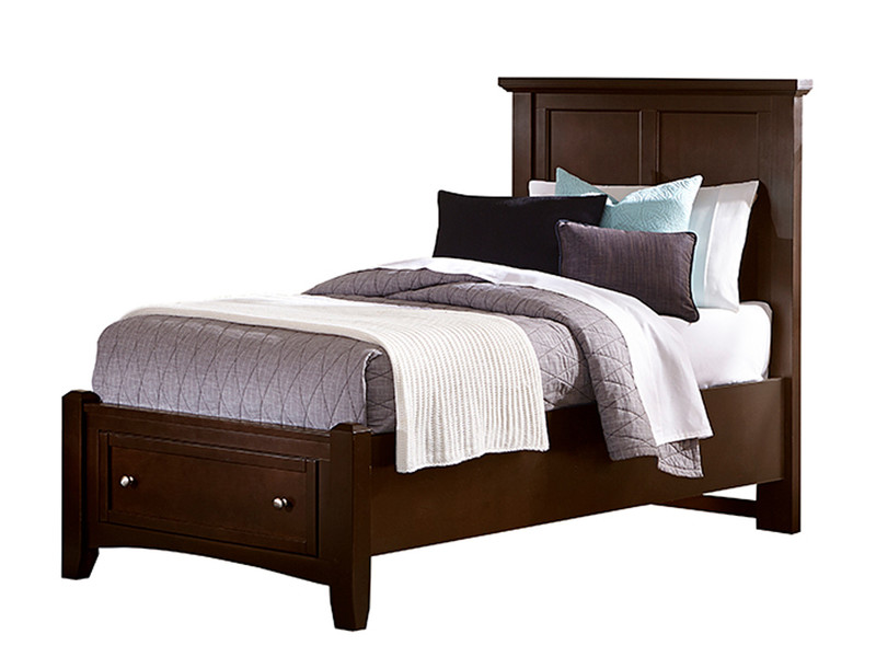 Brighton Panel Bed Twin w/ Drawers - Merlot Finish