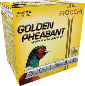 Fiocchi Golden Pheasant, Fio 20gp6     Gld Phs    20 2.75 6sht   1oz  25/10 Fiocchi Golden Pheasant, Fio 20gp6     Gld Phs    20 2.75 6sht   1oz  25/10