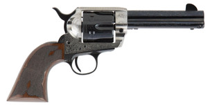 Cimarron Frontier .45 Colt Laser Engraved Revolver with 4.75-Inch Barrel and Checkered Walnut Grips