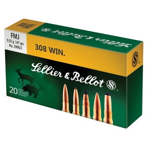 Sellier & Bellot S&B 308 Winchester 147 Grain FMJ Ammunition - 20 Rounds