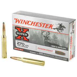 Winchester Ammunition X2705 .270 Winchester Power Point 130 Grain Rifle Ammunition, Pack of 20