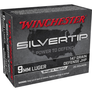 Winchester Ammunition W9MMST2 SilverTip 9mm 147-Grain Hollow Point - 20 Rounds