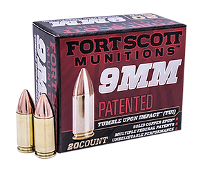 Fort Scott Munitions Tumble Upon Impact (tui), Fsm 9mm-080-scvnic    9mm     80gr Tui Nick 20/25