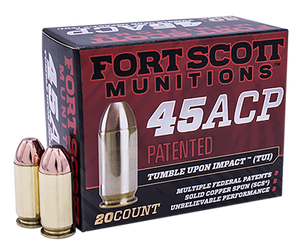 Fort Scott Munitions Tumble Upon Impact (tui), Fsm 450-180-scv 45a 180gr Tui 20/25 Fort Scott Munitions Tumble Upon Impact (tui), Fsm 450-180-scv 45a 180gr Tui 20/25