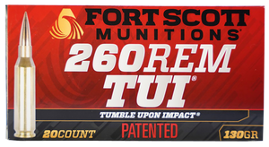 Fort Scott Munitions Tumble Upon Impact (tui), Fsm 260-130-scv2      260rem 130gr Tui       20/25 Fort Scott Munitions Tumble Upon Impact (tui), Fsm 260-130-scv2      260rem 130gr Tui       20/25