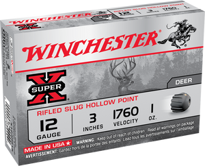 Winchester Ammo Super X, Win X123rs15 Super-x 12 3in Slug 1oz 5/50 Winchester Ammo Super X, Win X123rs15 Super-x 12 3in Slug 1oz 5/50